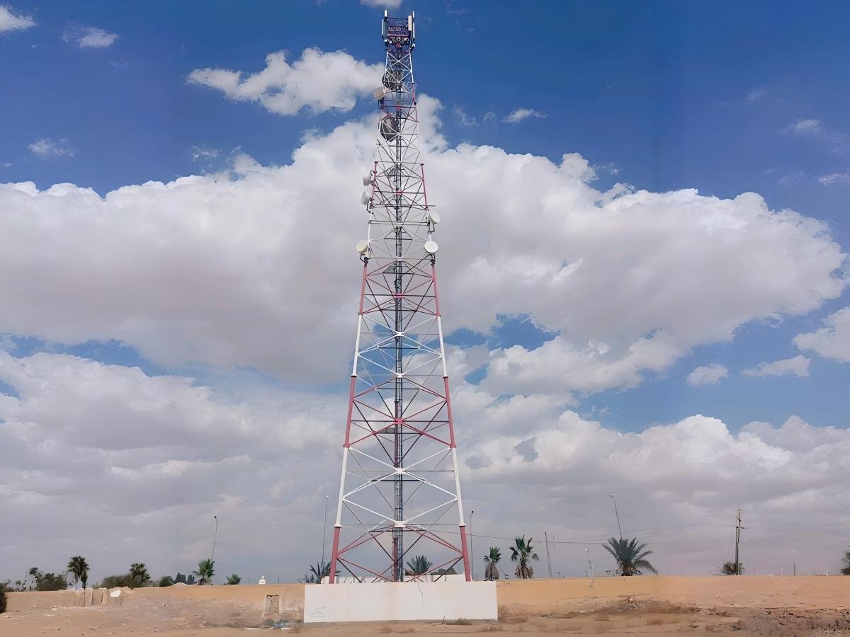 65 Meters 3 Legged Tubular Steel Telecom Tower in Dougga, Tunisia Put into Use