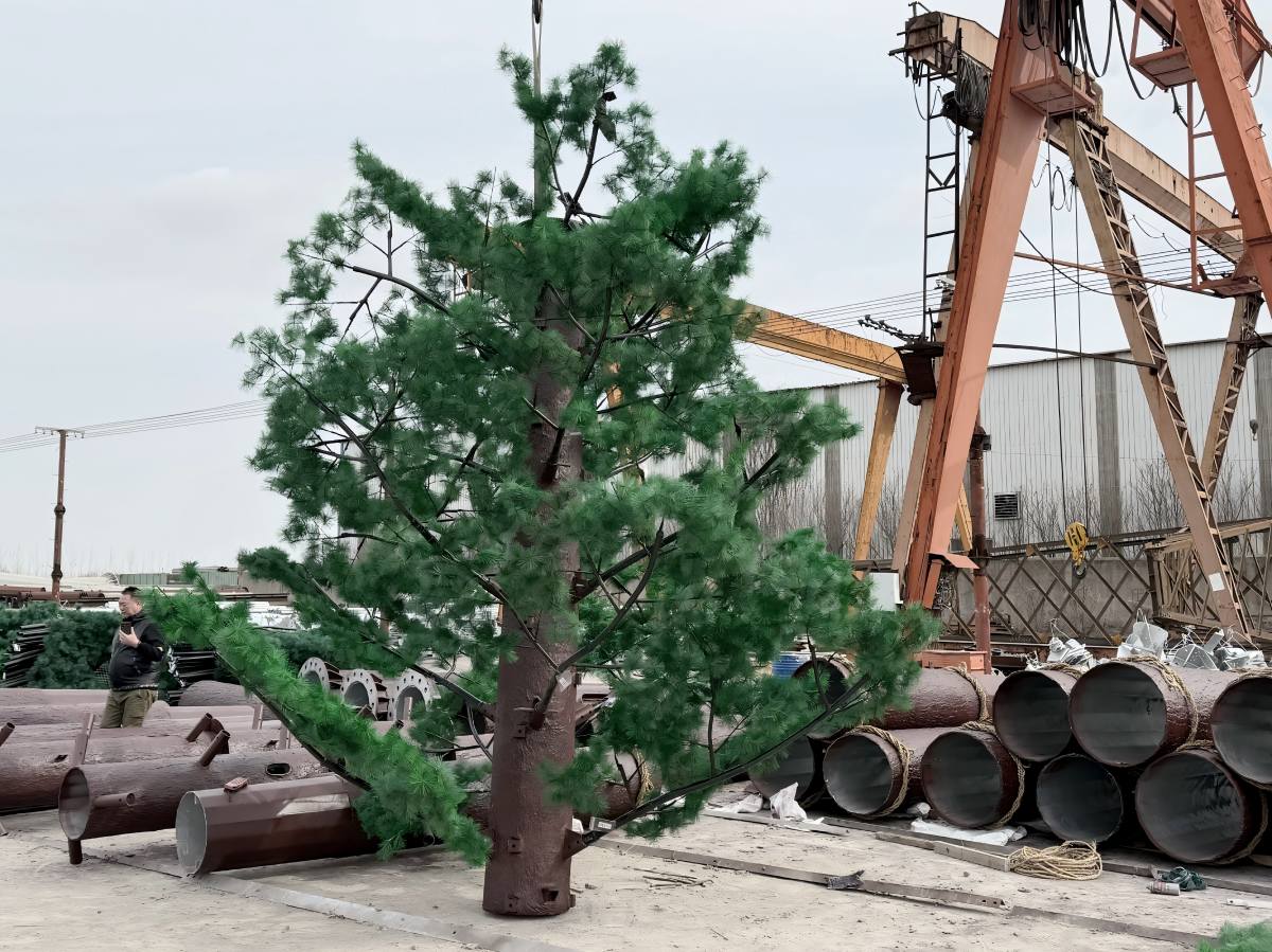 Bionic Pine Tree Monopole Tower Artificial Foliage Assembly before Shipment 