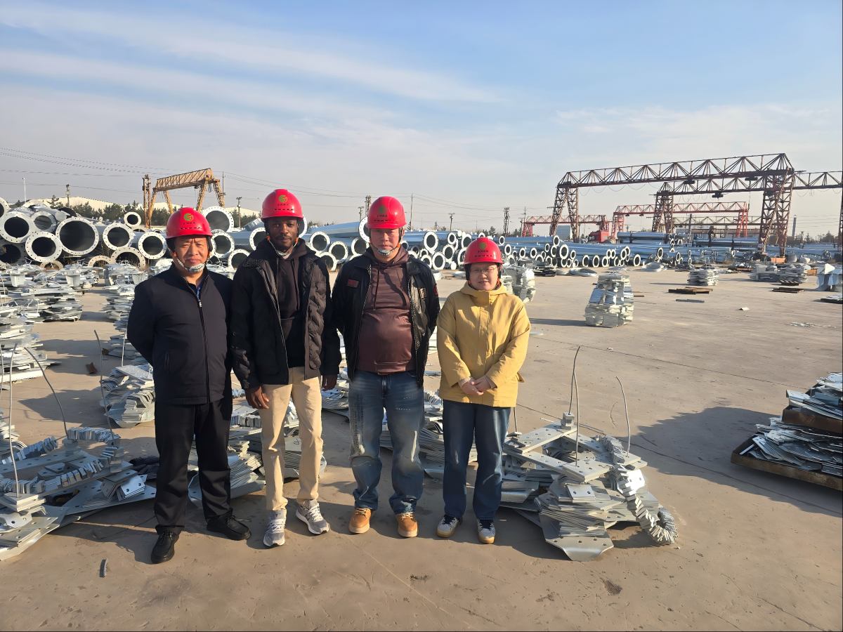 Client from Zimbabwe Factory Visit-2: Angle Steel Tower & Monopole Tower Production